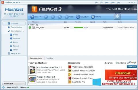 স্ক্রিনশট FlashGet Windows 8.1
