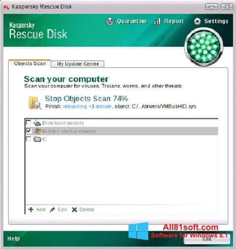 স্ক্রিনশট Kaspersky Rescue Disk Windows 8.1