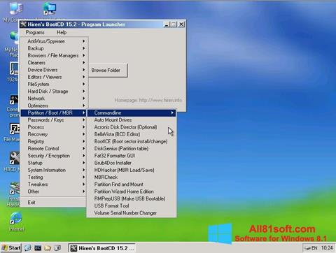স্ক্রিনশট Hirens Boot CD Windows 8.1