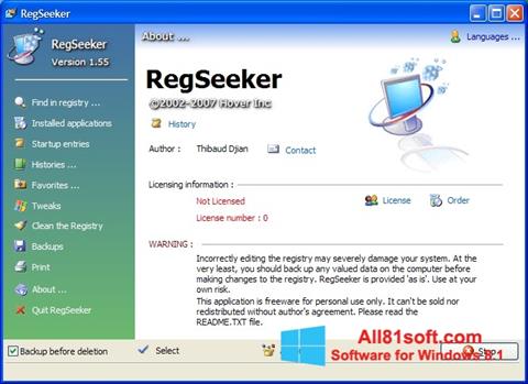 স্ক্রিনশট RegSeeker Windows 8.1