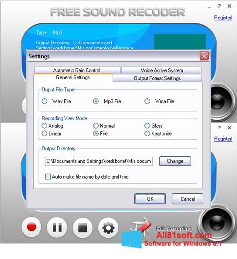 স্ক্রিনশট Free Sound Recorder Windows 8.1