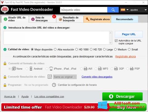 স্ক্রিনশট Fast Video Downloader Windows 8.1