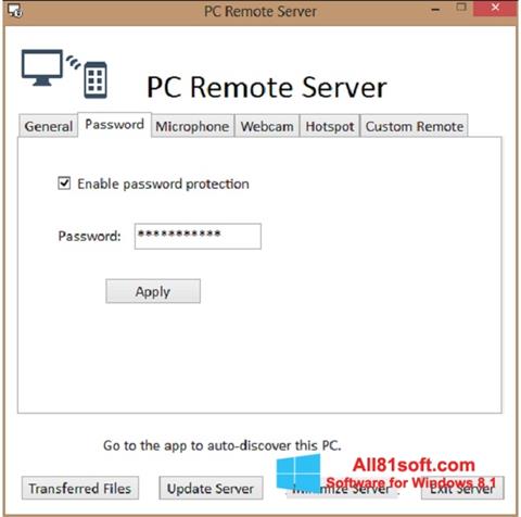 স্ক্রিনশট PC Remote Server Windows 8.1