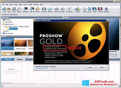 স্ক্রিনশট ProShow Gold Windows 8.1