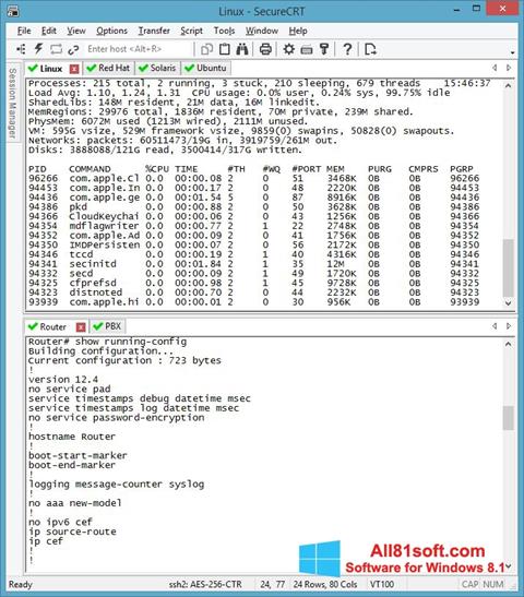 স্ক্রিনশট SecureCRT Windows 8.1