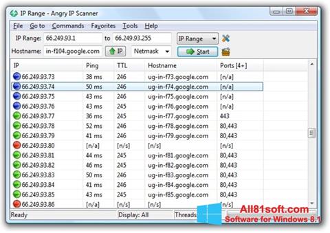 স্ক্রিনশট Angry IP Scanner Windows 8.1
