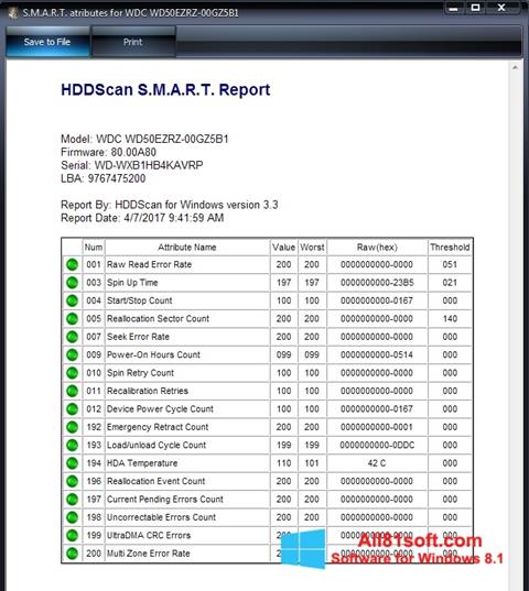 স্ক্রিনশট HDDScan Windows 8.1