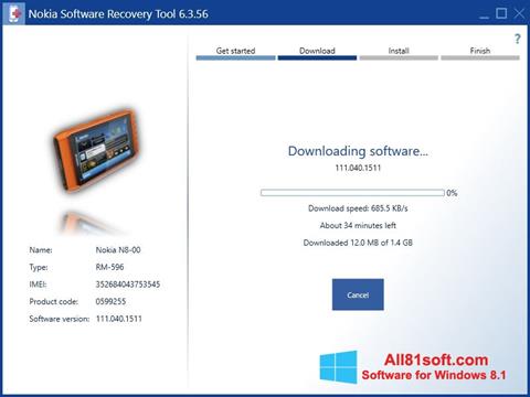 স্ক্রিনশট Nokia Software Recovery Tool Windows 8.1