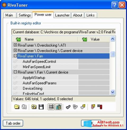 স্ক্রিনশট RivaTuner Windows 8.1