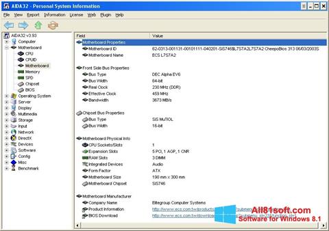স্ক্রিনশট AIDA32 Windows 8.1