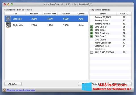 স্ক্রিনশট Macs Fan Control Windows 8.1