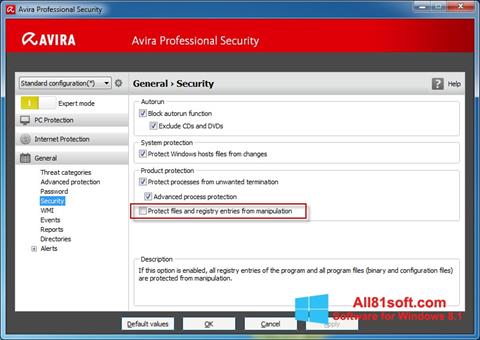 স্ক্রিনশট Avira Professional Security Windows 8.1
