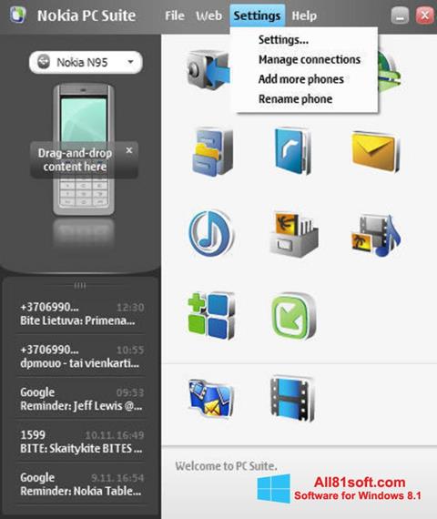 স্ক্রিনশট Nokia PC Suite Windows 8.1