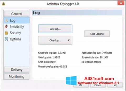 স্ক্রিনশট Ardamax Keylogger Windows 8.1